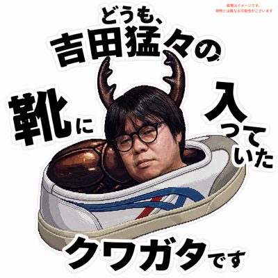 猛々の靴に入っていたクワガタステッカー
