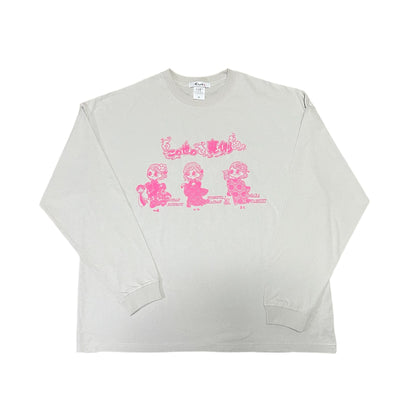 三大幽霊ビッグシルエット ロングスリーブ Tシャツ（グレー）